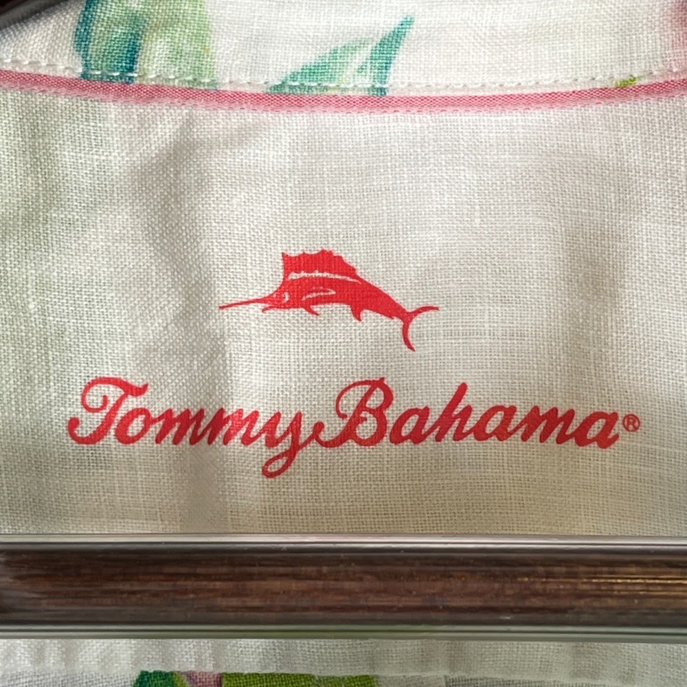 Tommy Bahama Womens XL 100% Linen Tropical Floral Beach Resort Camp Shirt Cruise - Picture 6 of 13